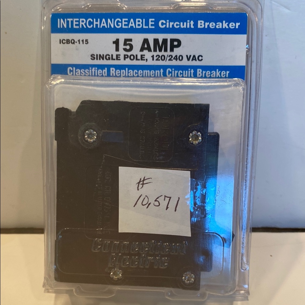 NWT Connecticut Electric Interchangeable Circuit Breaker 15 Amp